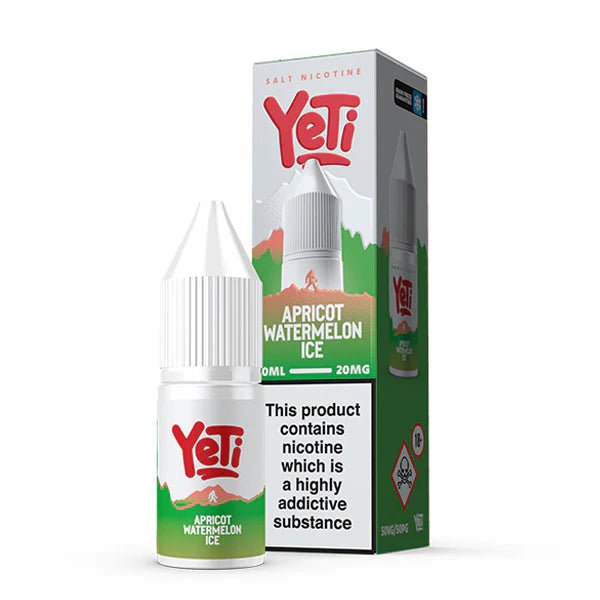 Yeti Summit Nic Salts apricot watermelon ice nic salt 10ml bottle and packaging on white background - uk vape sales