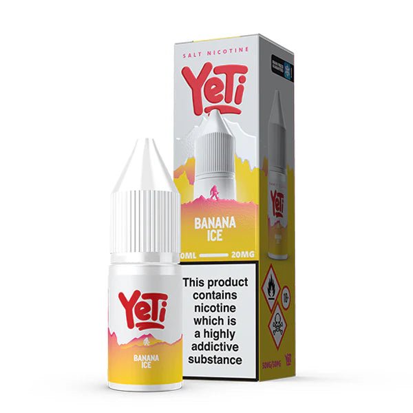 Yeti Summit Nic Salts banana ice 10ml nic salt bottle and packaging on white background - uk vape sales