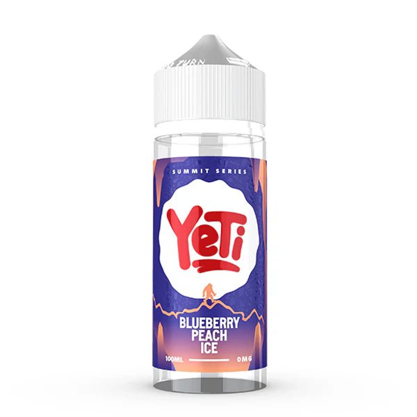 Yeti Summit E-Liquid blueberry peach ice 100ml shortfill bottle on a white background - uk vape sales