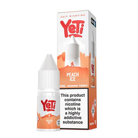 Yeti Summit Nic Salts peach ice 10ml nic salt bottle and packaging on white background - uk vape sales