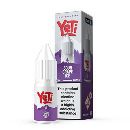 Yeti Summit Nic Salts sour grape ice 10ml nic salt bottle and packaging on white background - uk vape sales