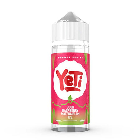Yeti Summit E-Liquid sour raspberry watermelon ice 100ml shortfill bottle on a white background - uk vape sales
