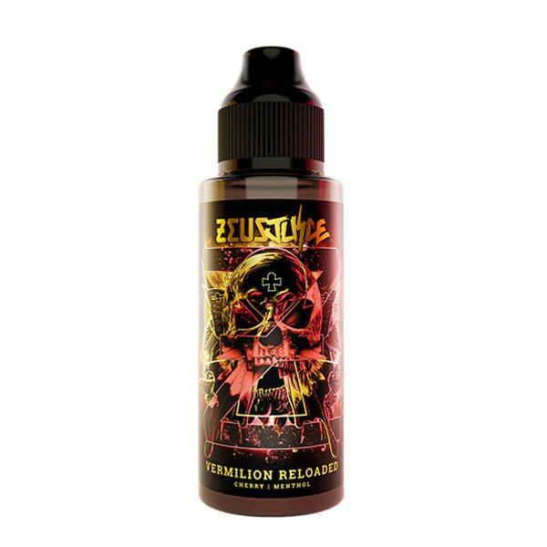 Zeus Juice E-Liquid vermilion reloaded 100ml shortfill bottle on white background - uk vape sales