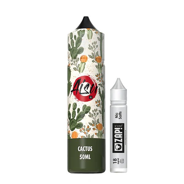 Aisu E-Liquid cactus 50ml shortfill and nic salt bottles on white background - UK vape sales
