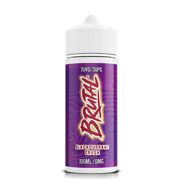 Brutal E-Liquid blackcurrant crush 100ml shortfill bottle on a white background - UK vape sales