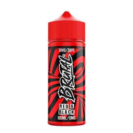 Brutal E-Liquid red & black 100ml shortfill bottle on a white background - UK vape sales