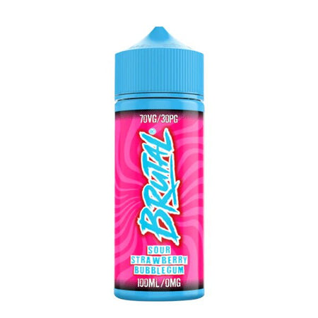 Brutal E-Liquid sour strawberry bubblegum 100ml shortfill bottle on a white background - UK vape sales