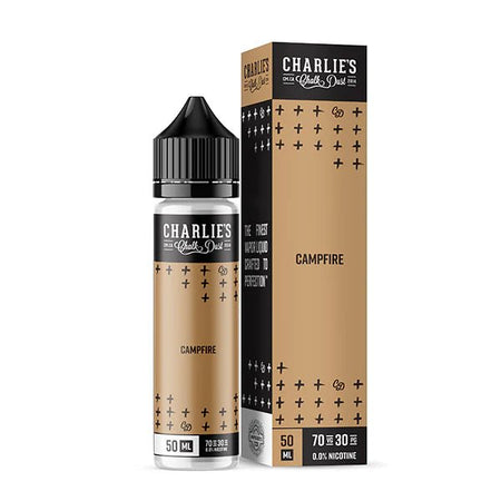 Charlie's Chalk Dust E-Liquid campfire 50ml shortfill bottle and packaging on a white background - UK vape sales