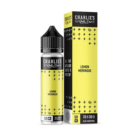 Charlie's Chalk Dust E-Liquid lemon meringue 50ml shortfill bottle and packaging on a white background - UK vape sales