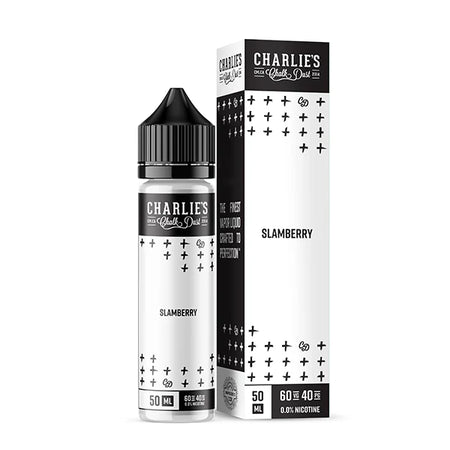 Charlie's Chalk Dust E-Liquid Slamberry 50ml shortfill bottle and packaging on a white background - UK vape sales