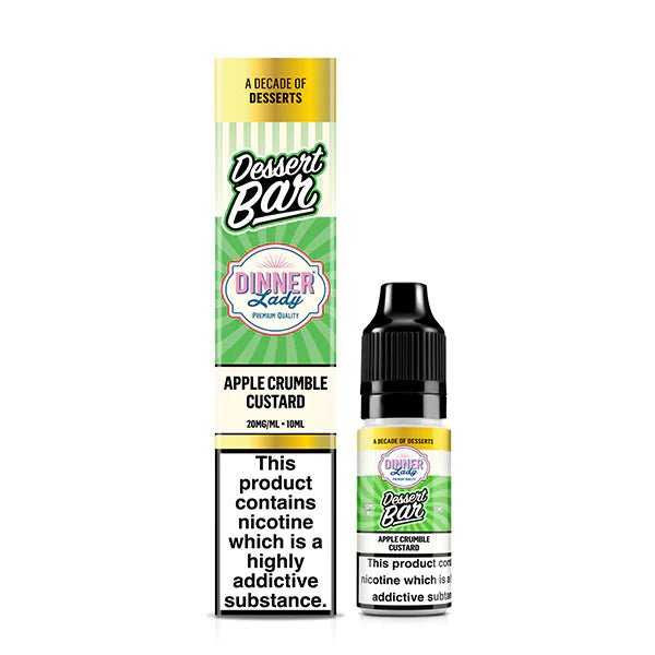 Dinner Lady Dessert Bar Salts apple crumble custard 10ml nic salt bottle with packaging on white background - uk vape sales