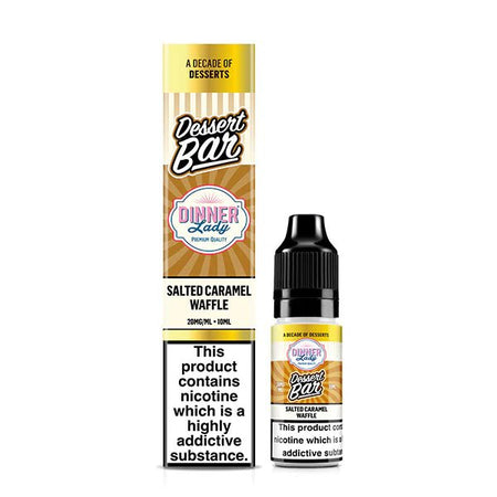 Dinner Lady Dessert Bar Salts salted caramel waffle 10ml nic salt bottle with packaging on white background - uk vape sales