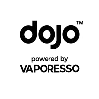 Logo of 'dojo blast vape' powered by Vaporesso on a white background