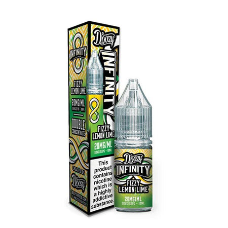 Doozy Infinity Nic Salts fizzy lemon lime 10ml nic salt bottle with packaging on white background - uk vape sales