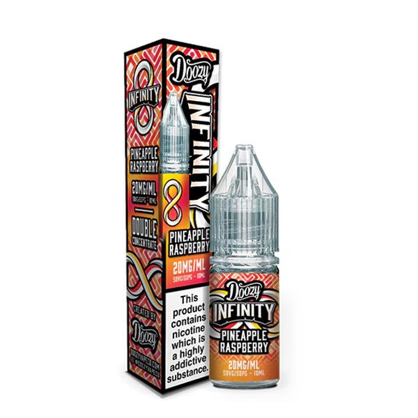 Doozy Infinity Nic Salts pineapple raspberry 10ml nic salt bottle with packaging on white background - uk vape sales