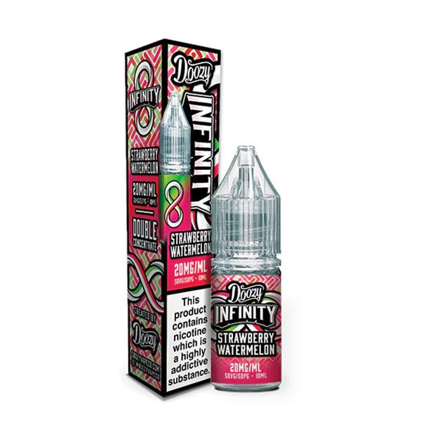 Doozy Infinity Nic Salts strawberry watermelon 10ml nic salt bottle with packaging on white background - uk vape sales