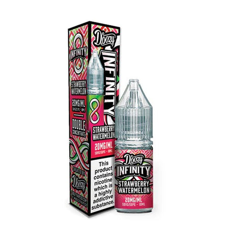 Doozy Infinity Nic Salts strawberry watermelon 10ml nic salt bottle with packaging on white background - uk vape sales