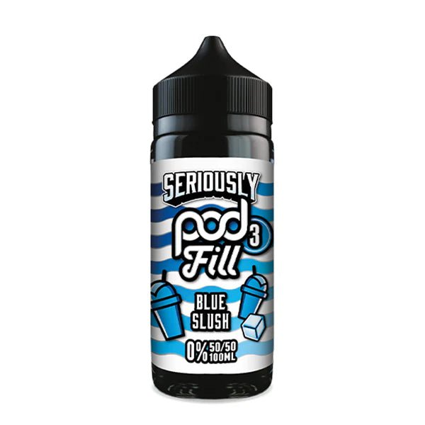 Doozy Seriously Pod Fill X3 E-Liquid blue slush 100ml shortfill bottle on white background - UK vape sales