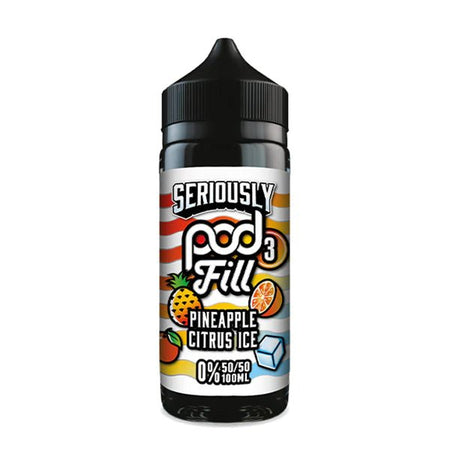 Doozy Seriously Pod Fill X3 E-Liquid pineapple citrus ice 100ml shortfill bottle on white background - UK vape sales
