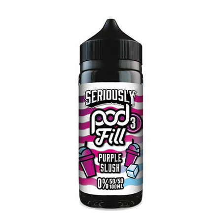 Doozy Seriously Pod Fill X3 E-Liquid purple slush 100ml shortfill bottle on white background - UK vape sales
