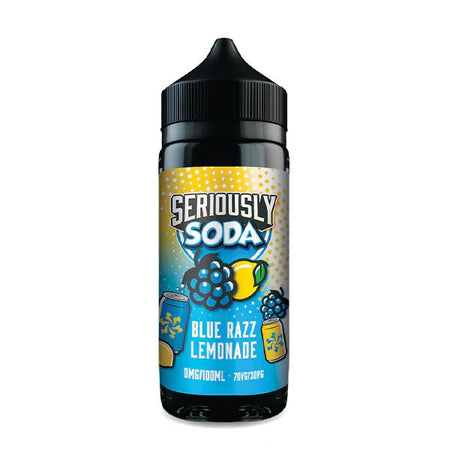 Doozy Seriously Soda E-Liquid blue razz lemonade 100ml shortfill bottle on white background - UK vape sales