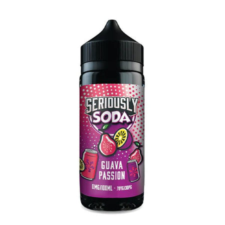 Doozy Seriously Soda E-Liquid guava passion 100ml shortfill bottle on white background - UK vape sales