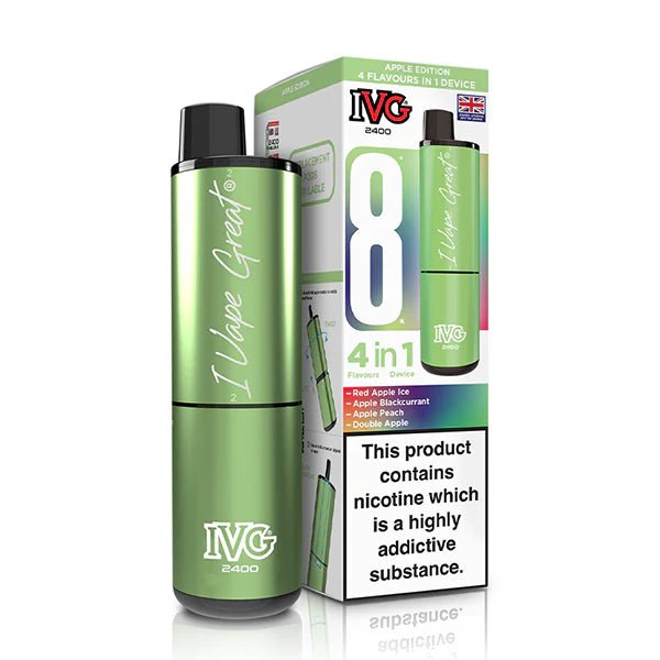 IVG 2400 vape kit apple edition device and packaging on a white background - uk vape sales