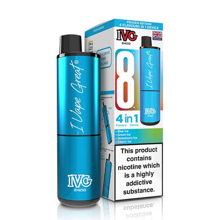 IVG 2400 vape kit frozen edition device and packaging on a white background - uk vape sales