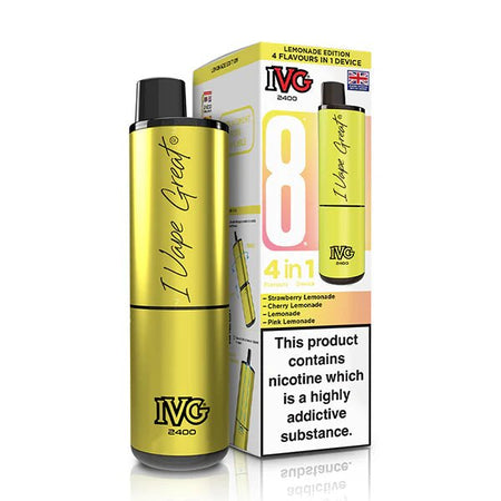IVG 2400 vape kit lemonade edition device and packaging on a white background - uk vape sales