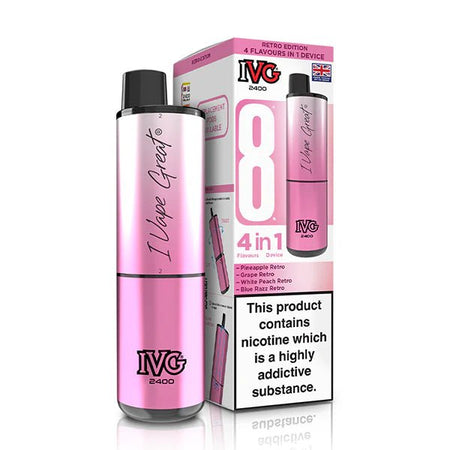 IVG 2400 vape kit retro edition device and packaging on a white background - uk vape sales