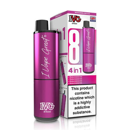 IVG 2400 vape kit watermelon ice device and packaging on a white background - uk vape sales