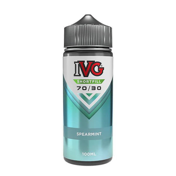IVG 100ml E-Liquid spearmint 100ml shortfill bottle on a white background - UK vape sales