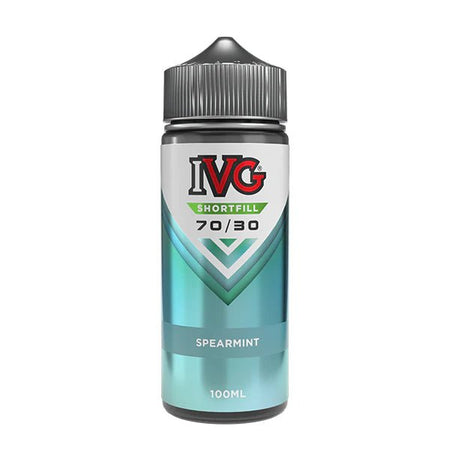 IVG 100ml E-Liquid spearmint 100ml shortfill bottle on a white background - UK vape sales