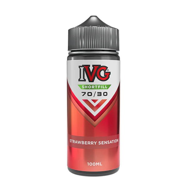 IVG 100ml E-Liquid strawberry sensation 100ml shortfill bottle on a white background - UK vape sales
