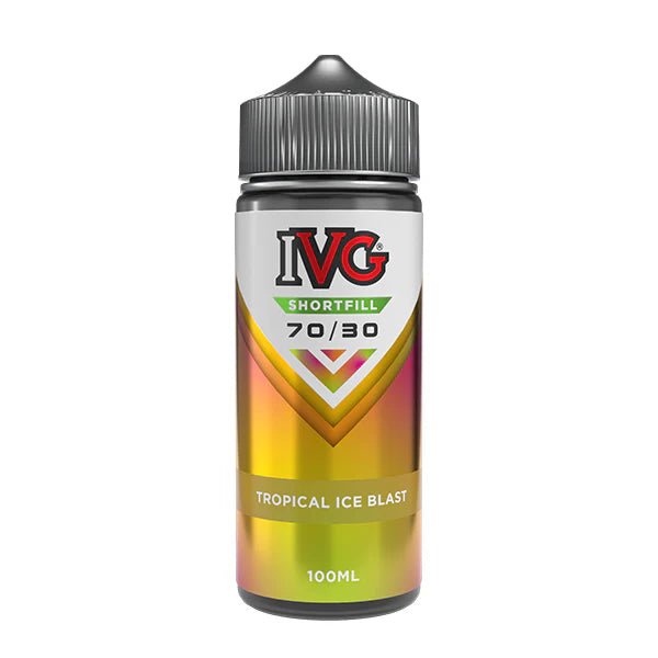 IVG 100ml E-Liquid tropical ice blast 100ml shortfill bottle on a white background - UK vape sales