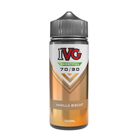 IVG 100ml E-Liquid vanilla biscuit 100ml shortfill bottle on a white background - UK vape sales