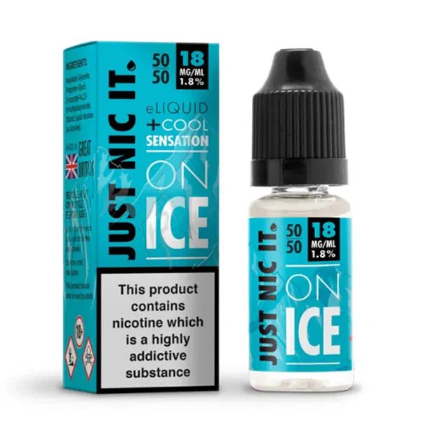 Just Nic It Nicotine Booster Shots On Ice 50/50 18mg nic shot Bottle With Packaging on White Background - UK Vape Sales