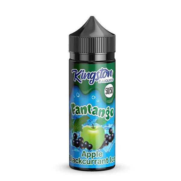 Kingston 50/50 E-Liquid apple blackcurrant ice fantango 100ml shortfill bottle on a white background - uk vape sales