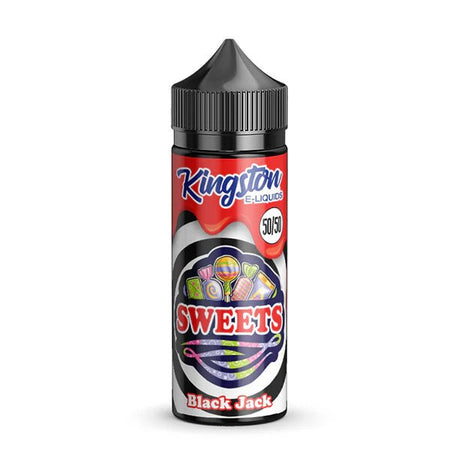 Kingston 50/50 E-Liquid black jack sweets 100ml shortfill bottle on a white background - uk vape sales