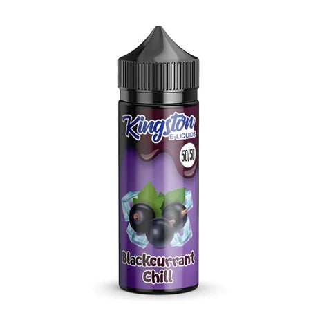 Kingston 50/50 E-Liquid blackcurrant chill 100ml shortfill bottle on a white background - uk vape sales