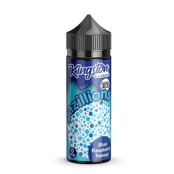 Kingston 50/50 E-Liquid blue raspberry gazillions 100ml shortfill bottle on a white background - uk vape sales
