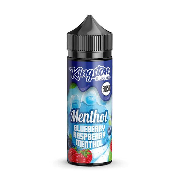 Kingston 50/50 E-Liquid blueberry raspberry menthol 100ml shortfill bottle on a white background - uk vape sales