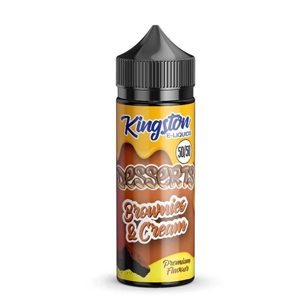 Kingston 50/50 E-Liquid brownies & cream desserts 100ml shortfill bottle on a white background - uk vape sales