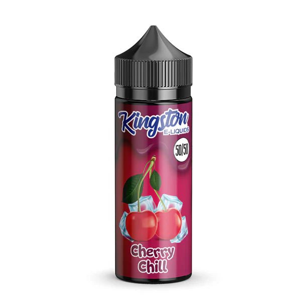 Kingston 50/50 E-Liquid cherry chill 100ml shortfill bottle on a white background - uk vape sales