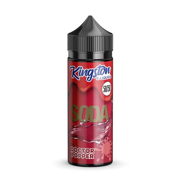Kingston 50/50 E-Liquid doctor popper soda 100ml shortfill bottle on a white background - uk vape sales