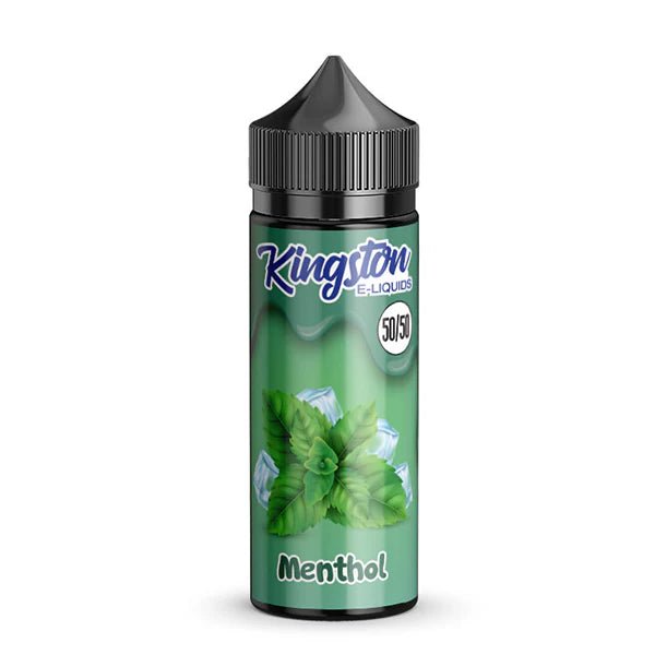 Kingston 50/50 E-Liquid menthol 100ml shortfill bottle on a white background - uk vape sales