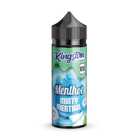 Kingston 50/50 E-Liquid minty menthol 100ml shortfill bottle on a white background - uk vape sales