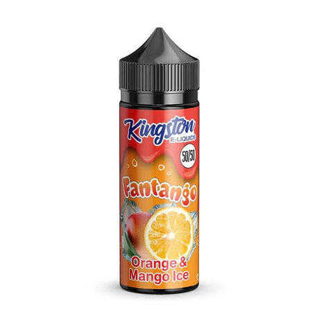 Kingston 50/50 E-Liquid orange & mango ice 100ml shortfill bottle on a white background - uk vape sales