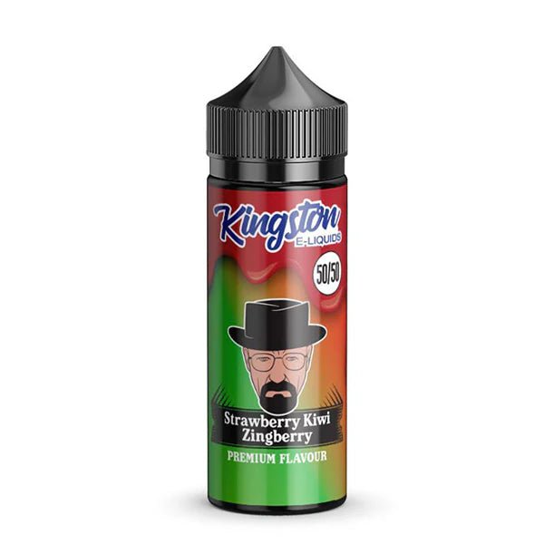 Kingston 50/50 E-Liquid strawberry kiwi zingberry 100ml shortfill bottle on a white background - uk vape sales