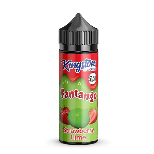 Kingston 50/50 E-Liquid strawberry lime fantango 100ml shortfill bottle on a white background - uk vape sales